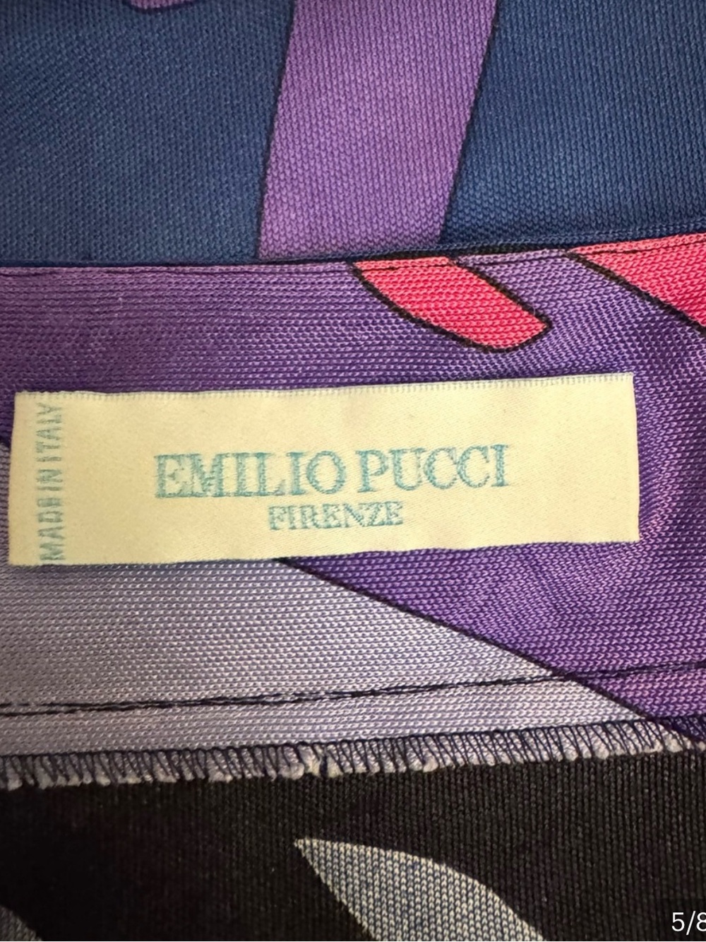 Emilio Pucci Purple Multi-Color Abstract Long Sleeve Dress - Picture 4 of 5